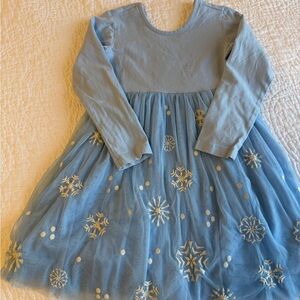 Long Sleeve Blue Snowflake Tutu Kids Dress